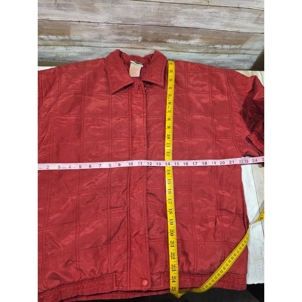 Out Brook Womens Vintage Red 100% Silk Quilted Jacket and Pants Tracksuit Set M - Picture 2 of 9